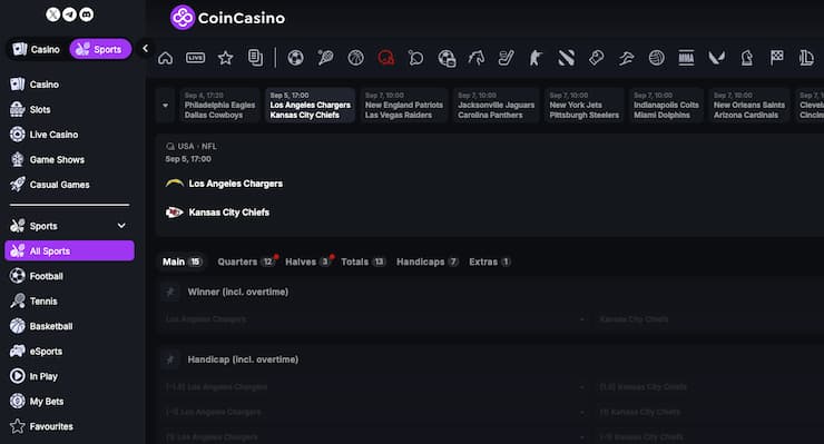 A snapshot of CoinCasino, one of our top rated Oklahoma sports betting sites.
